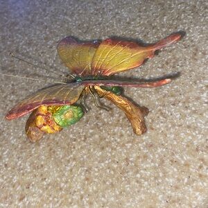 Yellow Orange Butterfly On a stand with Green Body